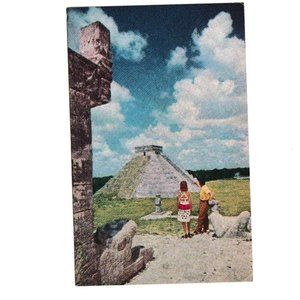 1950s Vintage Post Card Pan American Airways Mayan Pyramids